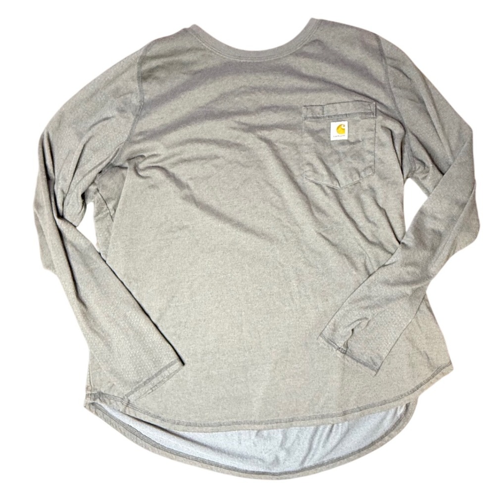 Carhartt Mens XXL Relaxed Fit Long Sleeve Work Shirt Gray Pocket Built to Serve